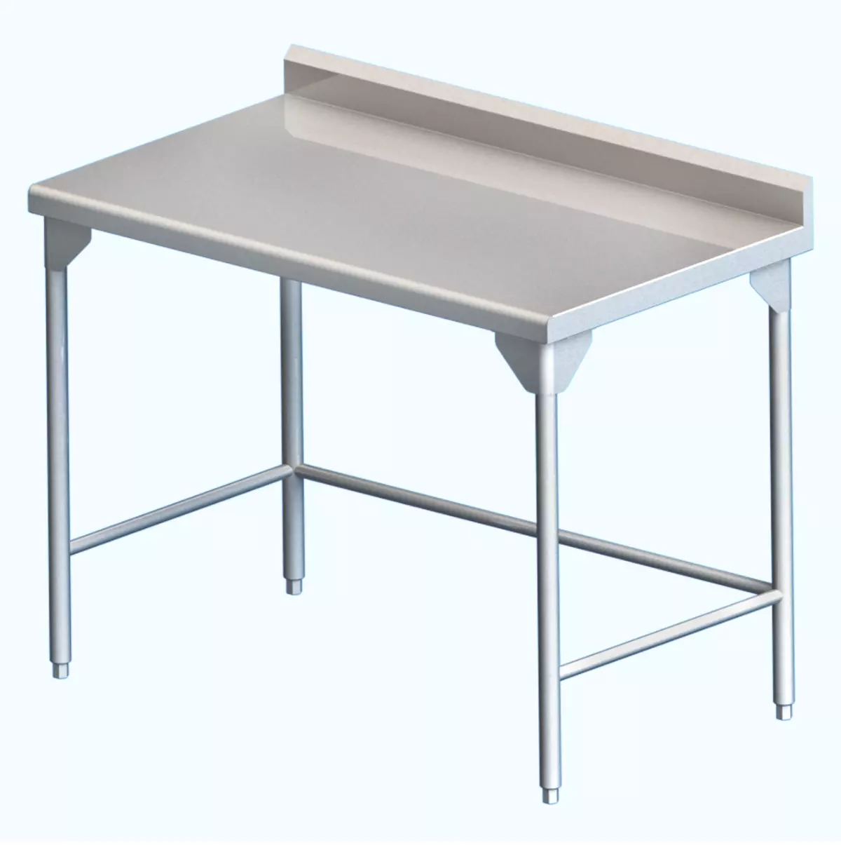 mesa de trabajo con respaldode acero inoxidable